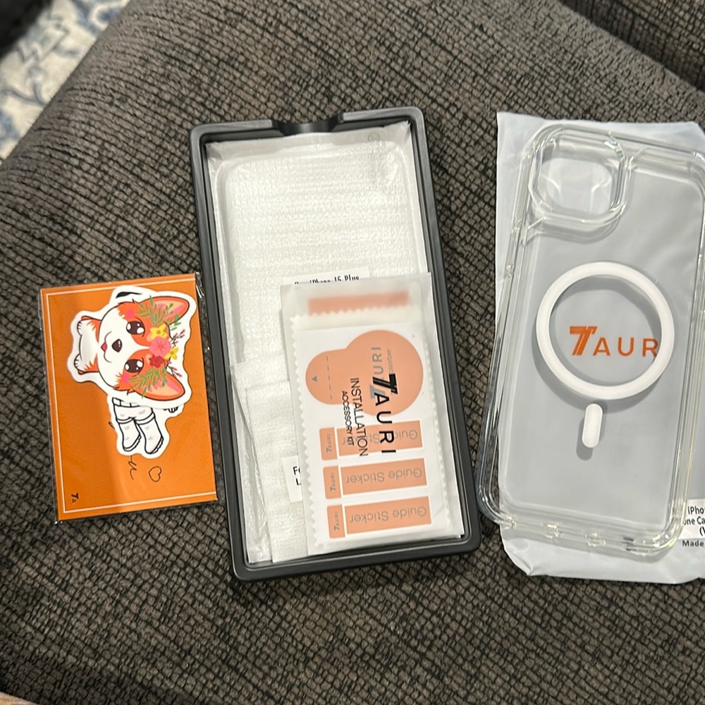 NWT iPhone 15+ case with 2 glass protector changes and 2 camera protectors